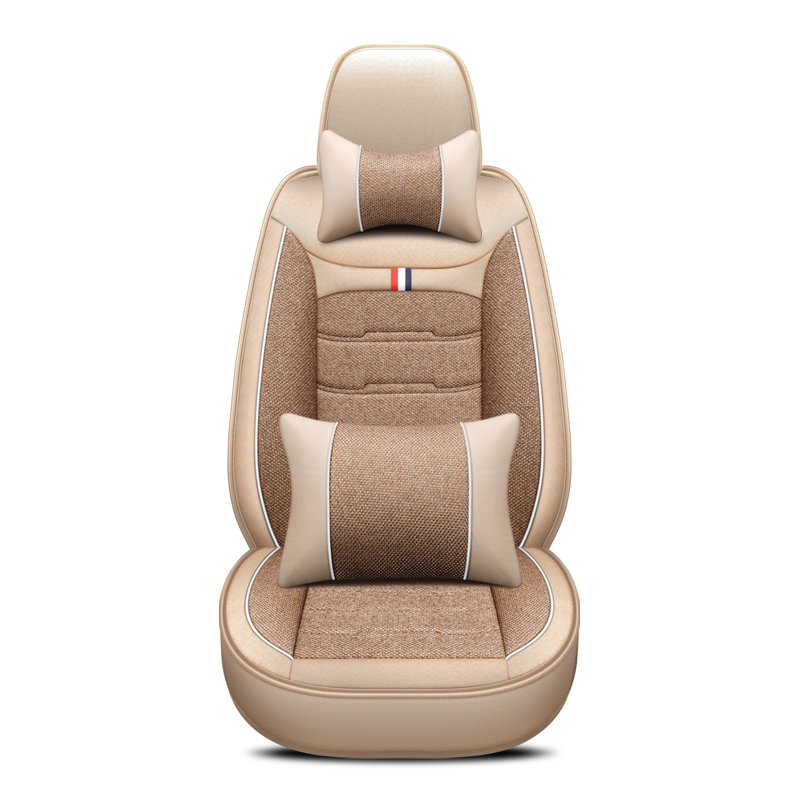 Cubiertas de asiento de coche de cuero beige modificadas para requisitos particulares del amortiguador del proveedor con la almohada